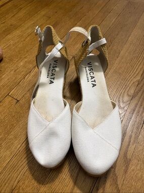Viscata Barcelona White Espadrille Slingback Wedges
